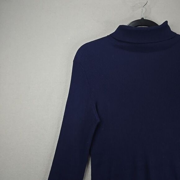Amelie Boutik Women Turtleneck Long Sleeve Knit Top Sweater Blue Size XL Stripe - Picture 6 of 10